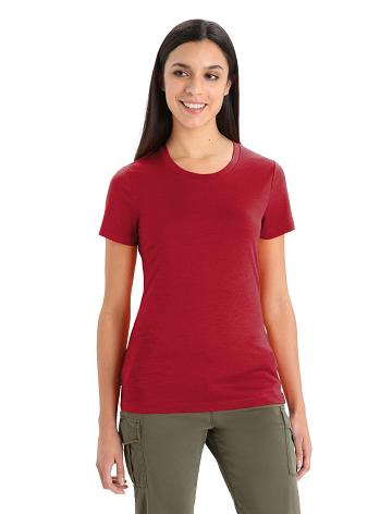 Women's Icebreaker Merino Tech Lite II Short Sleeve T Shirts Cherry | CA 1371VRWD